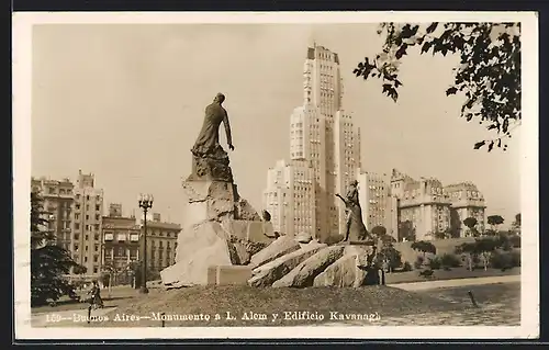 AK Buenos Aires, Monumento a L. Alem y Edificio Kavanagh
