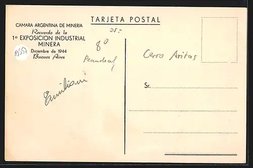 AK Salta, Cantera de Onix de Arita, 1. Exposicion Industrial Minera 1944 Buenos Aires