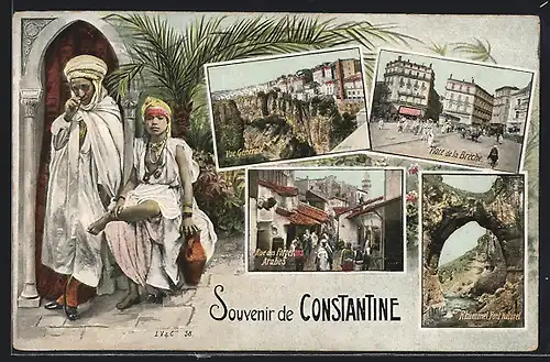 AK Constantine, Place de la Breche, Rue des Forgerons Arabes