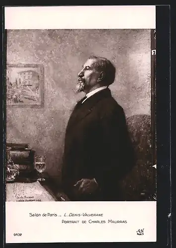 AK L. Denis-Valverane, Portrait de Charles Maurras