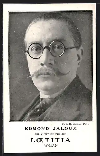 AK Edmond Jaloux im Anzug mit Brille und Schnurrbart