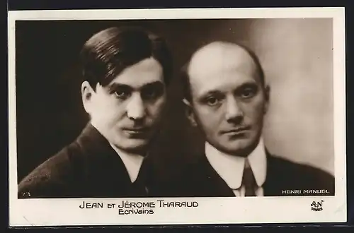 AK Jean et Jerome Tharaud, in schwarzen Anzügen