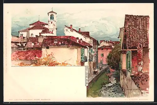 Künstler-AK Manuel Wielandt: Stresa, Teilansicht mit Strasse