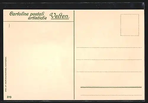 Künstler-AK Manuel Wielandt: Alassio, Strandpartie mit Boot, Felsen mit Bäumen