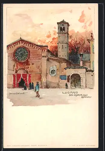 Künstler-AK Manuel Wielandt: Lugano, Sta-Maria degli Angioli