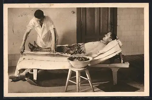 AK Bad Pistyan, Schlammpackung des Fusses, Badekultur