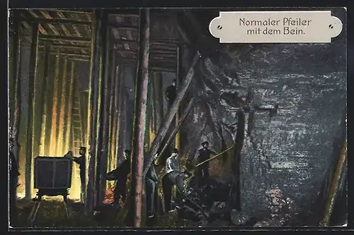 AK Normaler Pfeiler mit dem Bein, Kohleabbau
