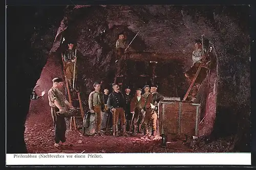 AK Pfeilerabbau, Nachbrechen vor einem Pfeiler, Kohle