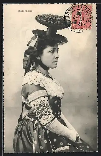 AK Burgund / Bourgogne, Frau in Tracht