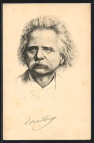 Künstler-AK Portrait von Edvard Grieg, Komponist, 1843-1907