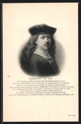 Künstler-AK Porträt des Malers Rembrandt van Ryn