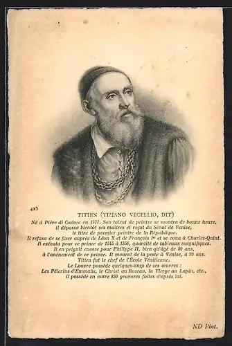 Künstler-AK Porträt des MalersTitien (Tiziano Vecellio)