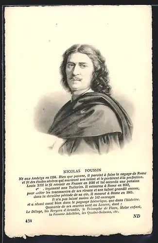 AK Portrait des Malers Nicolas Poussin