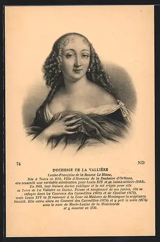 Künstler-AK Duchesse de la Vallière, Französische Adelige