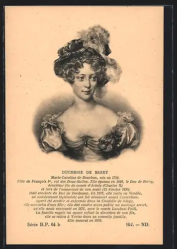 AK Duchesse de Berry, Marie-Caroline de Bourbon