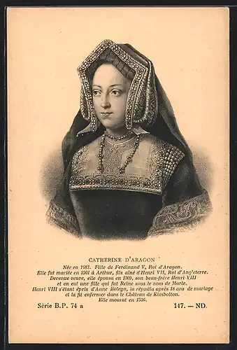 AK Catherine d`Aragon, Fille de Ferdinand V, Roi d`Aragon