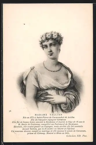 Künstler-AK Madame Tallien, fille du banquier espagnol Cabarrus