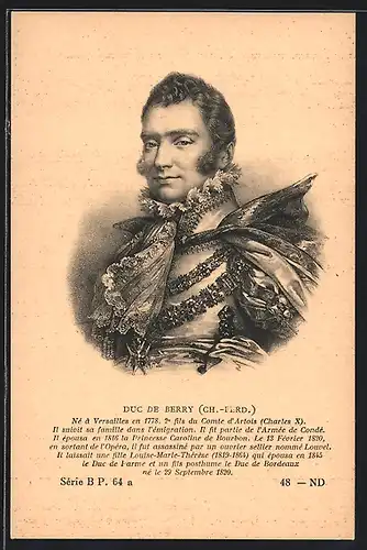 AK Duc de Berry, fils du Comte d`Artois Charles X