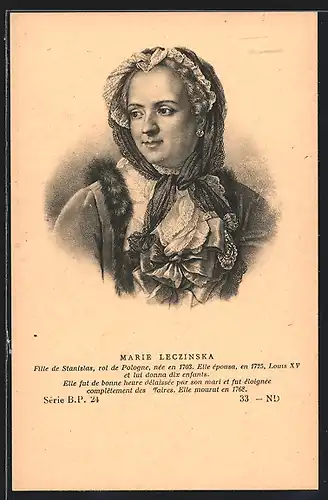 AK Marie Leczinska, Fille de Stanislas, roi de Pologne