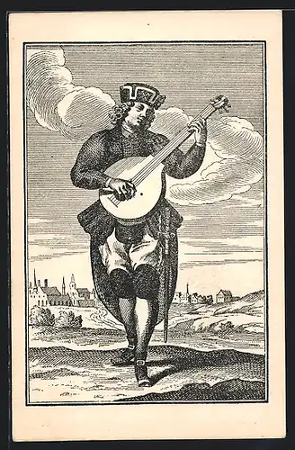 Künstler-AK Horní Pevec, Hornické kroje bánských úredníku a zamestnancu s pocátku XVIII. století