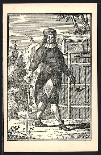 Künstler-AK Naddulní, Hornické kroje bánských úredníku a zamestnancu s pocátku XVIII. století