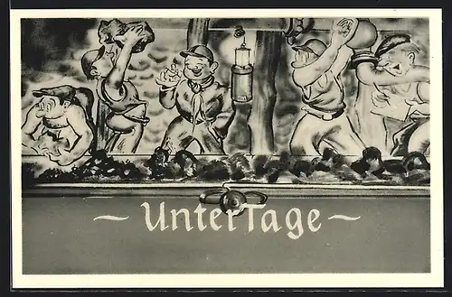 AK Untertage, lustige Bergleute, Scherz