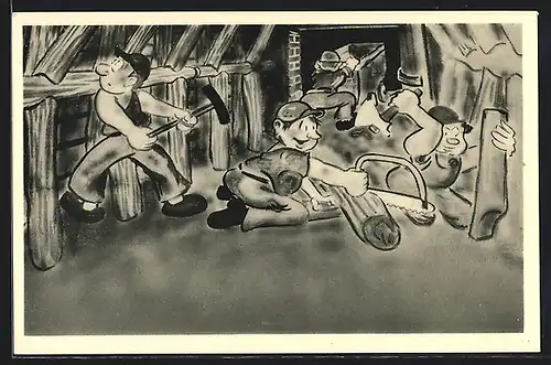 AK Lustige Bergleute verrichten ihr Tagewerk