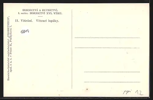 Künstler-AK Vetrání. Vetrací lapáky, Serie: Hornictví a Hutnictví