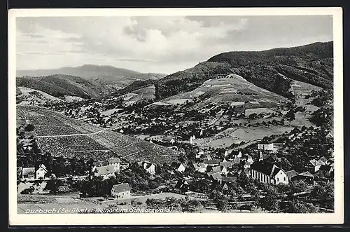 AK Durbach, Blick auf Ort und Berglandschaft