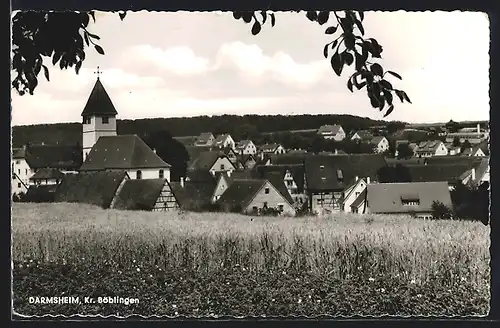AK Darmsheim /Kr. Böblingen, Blick auf Ortschaft mir Kirche