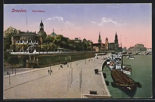 AK Dresden, Belvedere und Dampfer