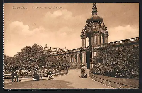 AK Dresden, Partie am Königl. Zwinger