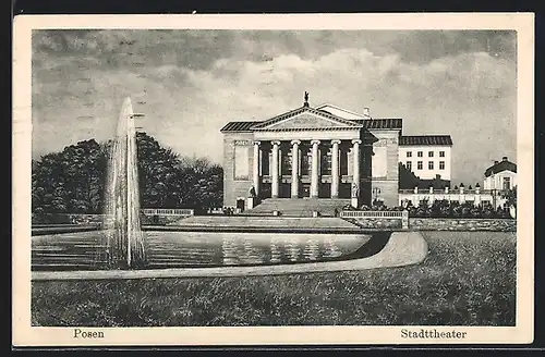 AK Posen, Springbrunnen vorm Stadttheater