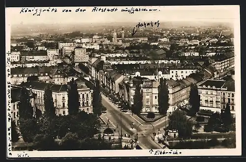 AK Königgrätz, Gesamtansicht aus der Vogelschau