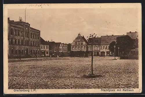 AK Greifenberg i. P., Marktplatz mit Rathaus