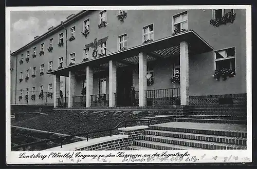 AK Landsberg / Gorzow Wlkp, Eingang zu den Kasernen an der Lugestrasse I. Batl. I. R. 50