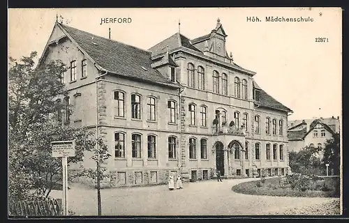 AK Herford, Partie an der Höh. Mädchenschule