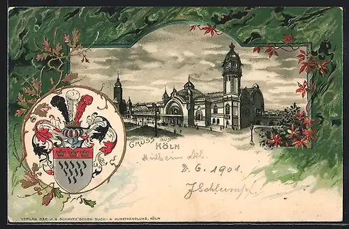 Passepartout-Lithographie Köln, Bahnhof, Wappen