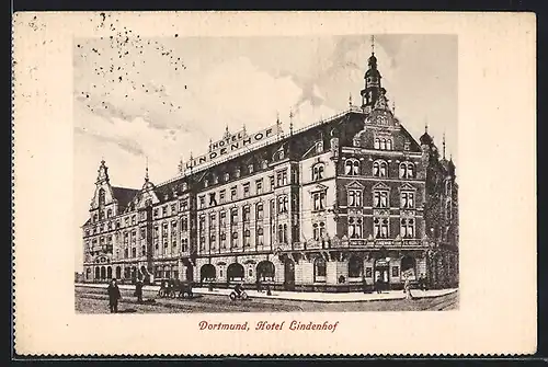 AK Dortmund, Strassenpartie am Hotel Lindenhof