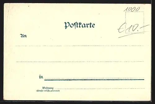 Lithographie Berlin-Köpenick, Uferpartie mit Dampfer, Brücke