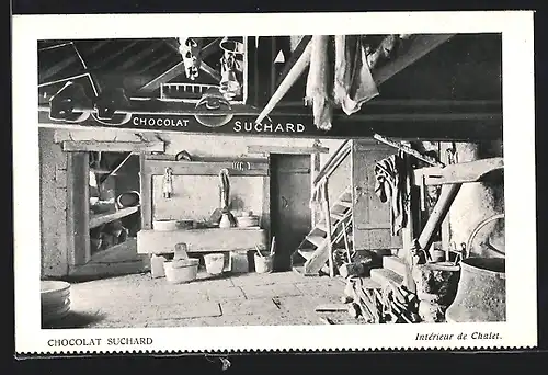 AK Reklame für Chocolat Suchard, Intérieur de Chalet