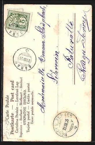 AK Buchstabe M und Veilchen