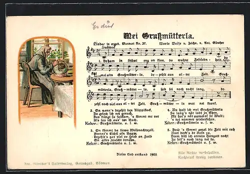 Lied-AK Anton Günther Nr. 37: Mei Grossmütterla