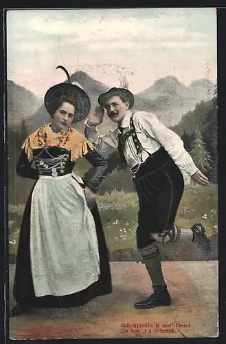 AK Bayrisches Paar beim Volkstanz Schuhplattler