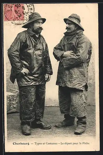 AK Cherbourg, Types et Costumes - Le départ pour la Peche