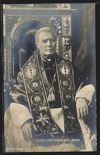 AK Papst Pius X. auf dem Heiligen Stuhl