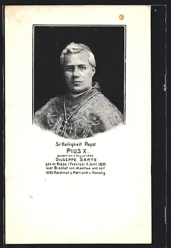 AK Papst Pius X., Giuseppe Sarto, gewählt am 4. August 1903