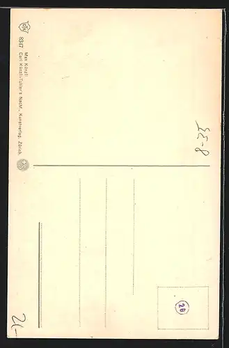 AK Frau beim Sticken einer Decke