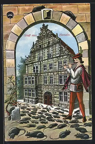 AK Hameln, Rattenfängerhaus, Der Rattenfänger von Hameln