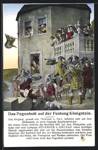 AK Königstein / Elbe, Festung Königstein, Pagenbett